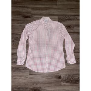 Mizzen+Main Shirt Mens Large White Red Blue Plaid Leeward Trim Fit Made USA